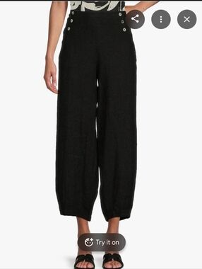 Bryn Walker Genie Balloon Black Elastic Waist Linen Pants Size Small